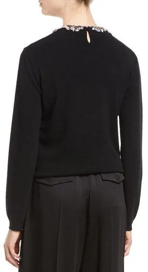 Black Embellished Butterfly Neck Sweater