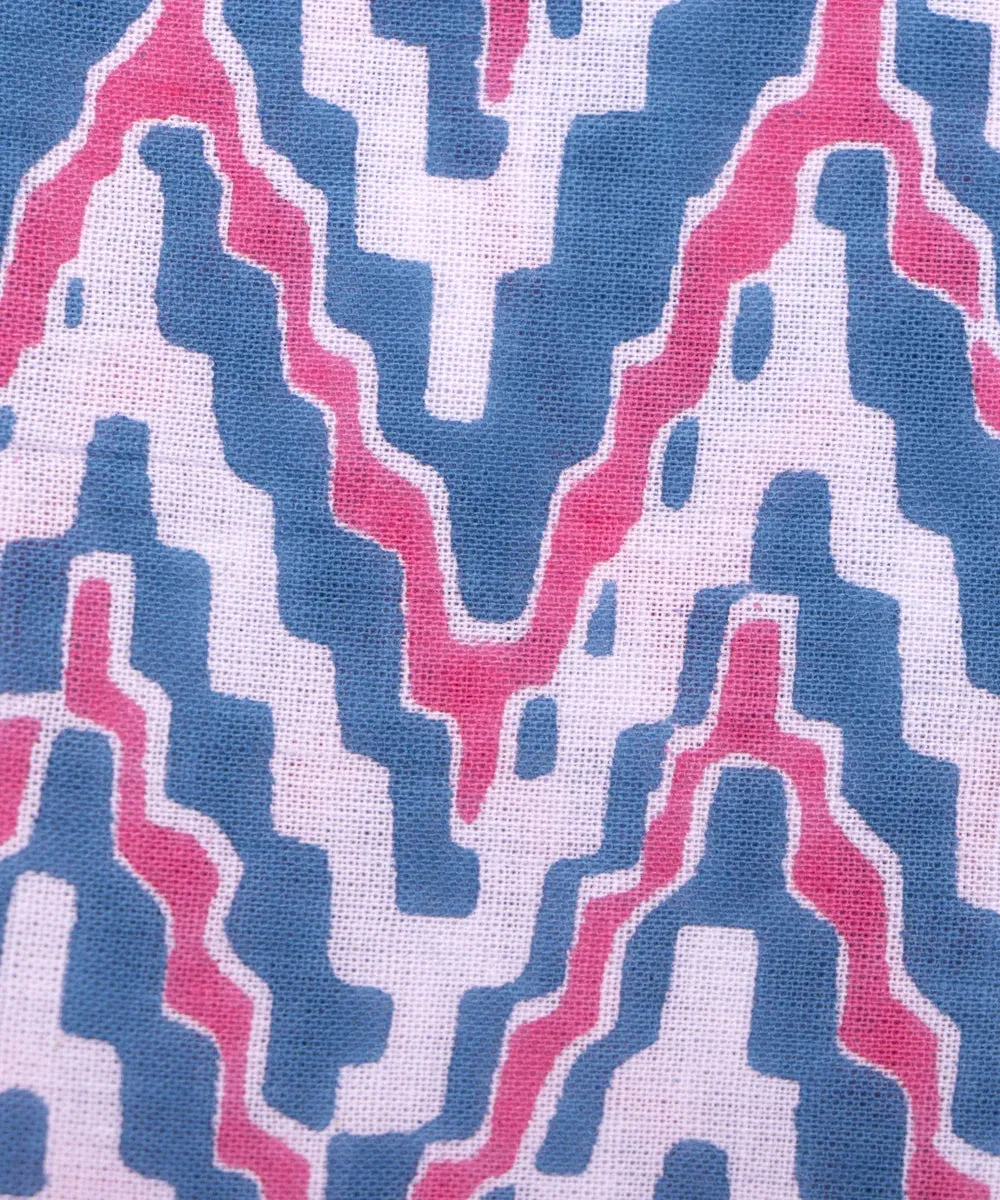 Blue Screen Floral Printed Cotton Fabric