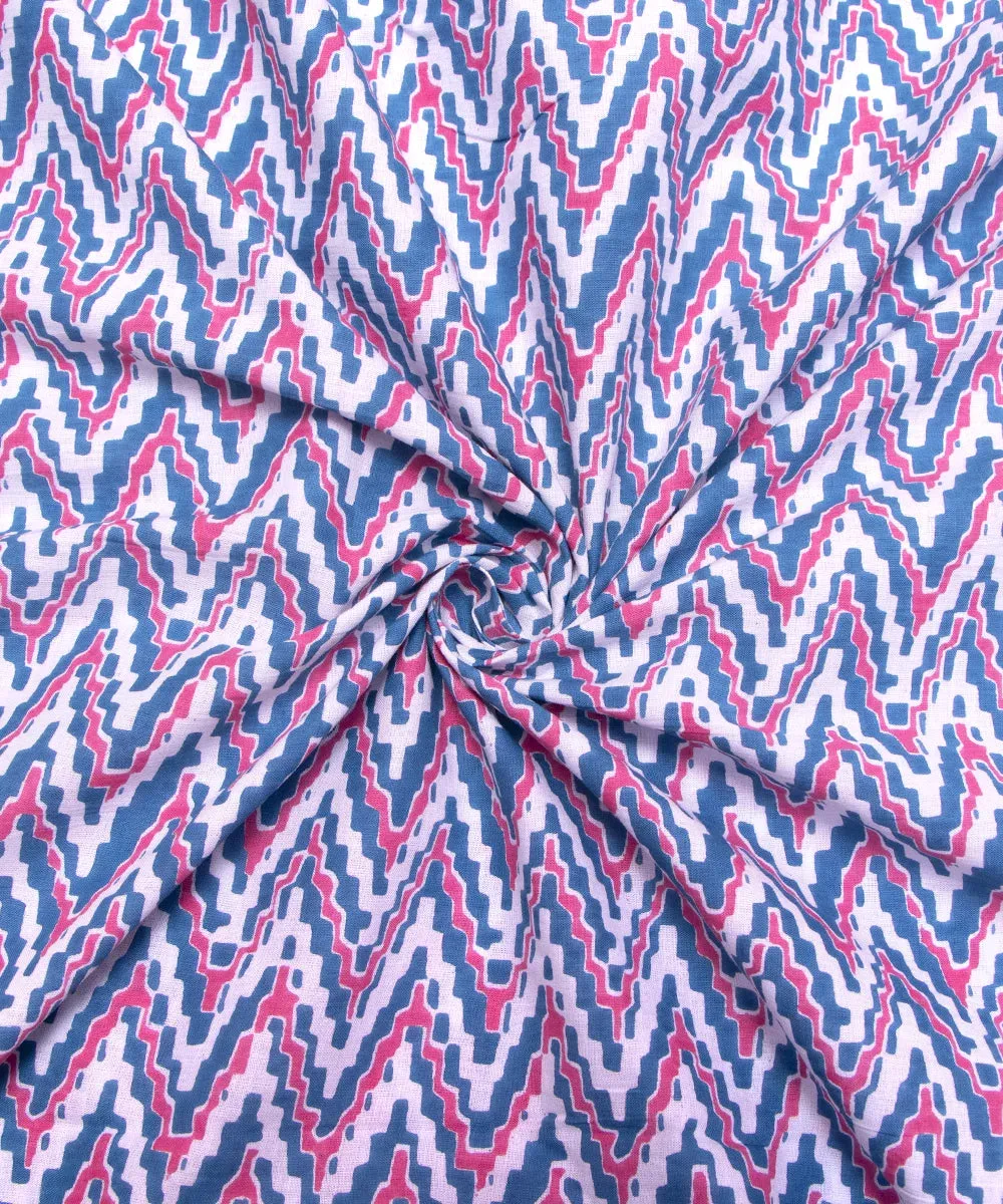Blue Screen Floral Printed Cotton Fabric