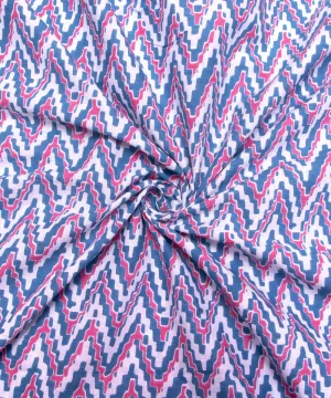 Blue Screen Floral Printed Cotton Fabric