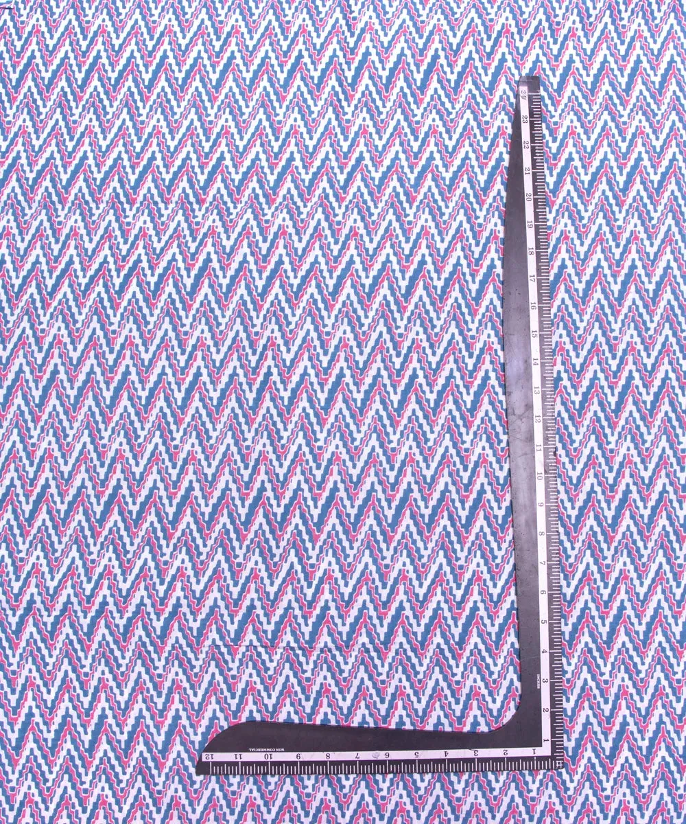 Blue Screen Floral Printed Cotton Fabric
