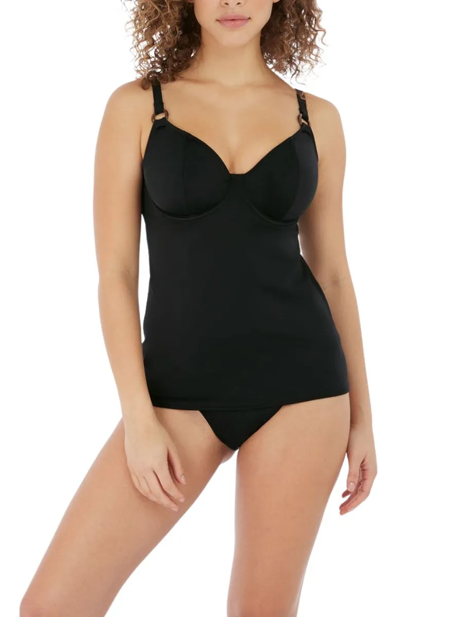 Coco Wave Plunge Tankini Top - Black