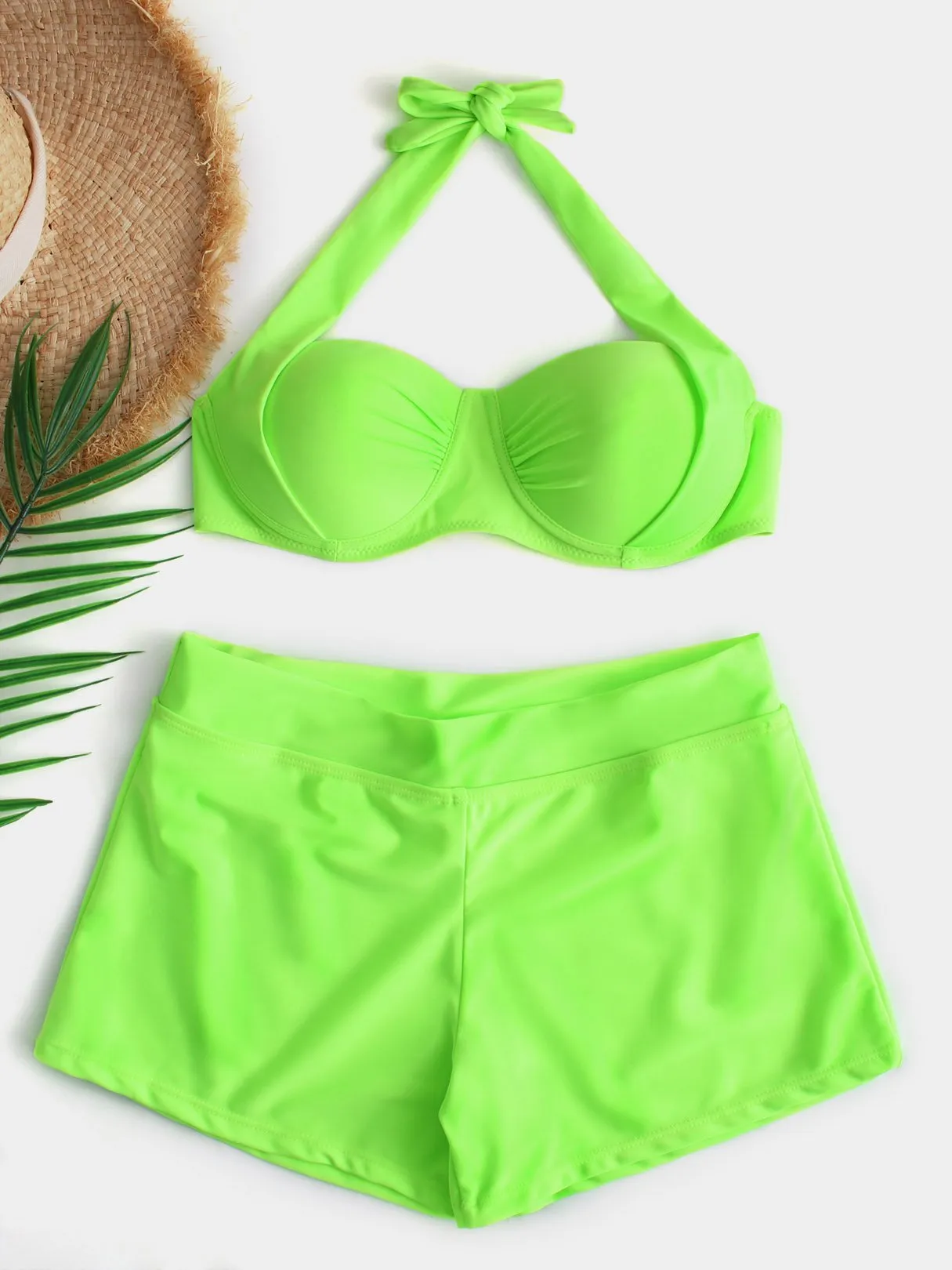 Custom Halter Backless Self-Tie Sleeveless Bikini Set