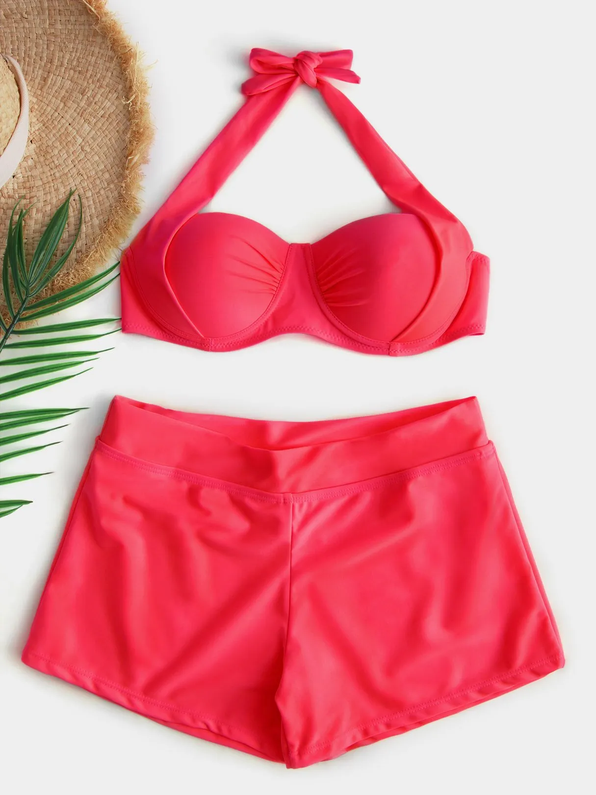 Custom Halter Backless Self-Tie Sleeveless Bikini Set