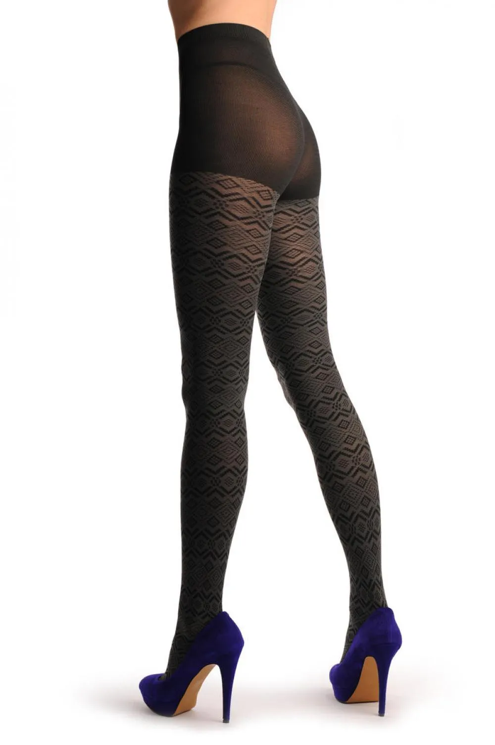 Dark Grey With Black Rombs Winter Warm