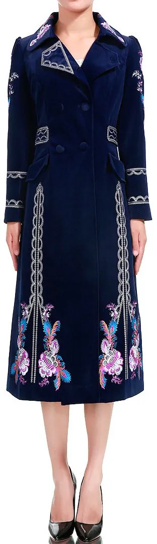 Embroidered Velvet Coat