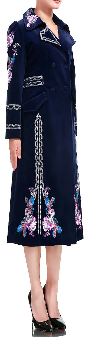 Embroidered Velvet Coat