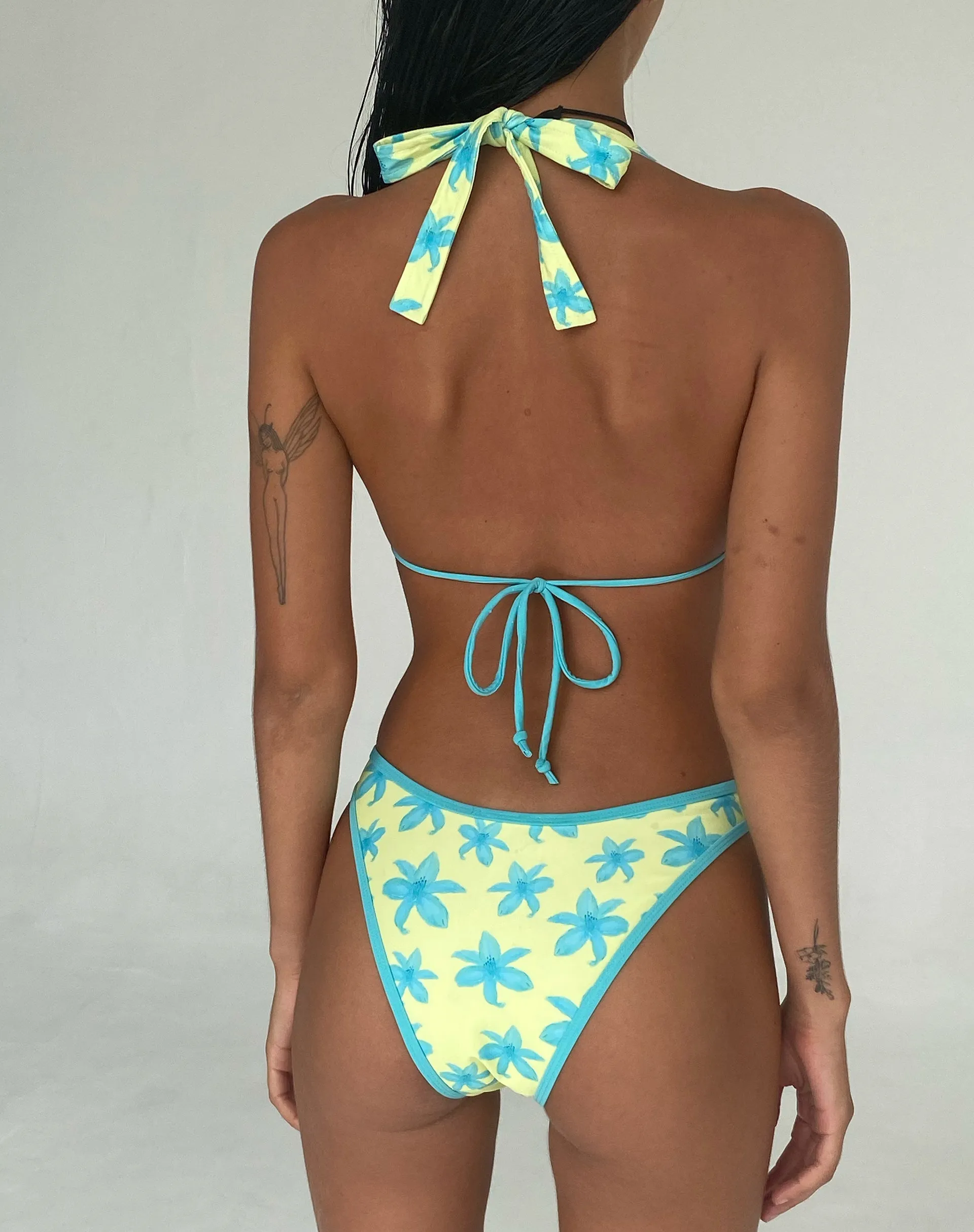 Farida Bikini Bottom in Yellow Painted Flower