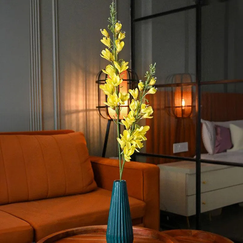 Faux Everlasting Orchid Flower Stick - Yellow