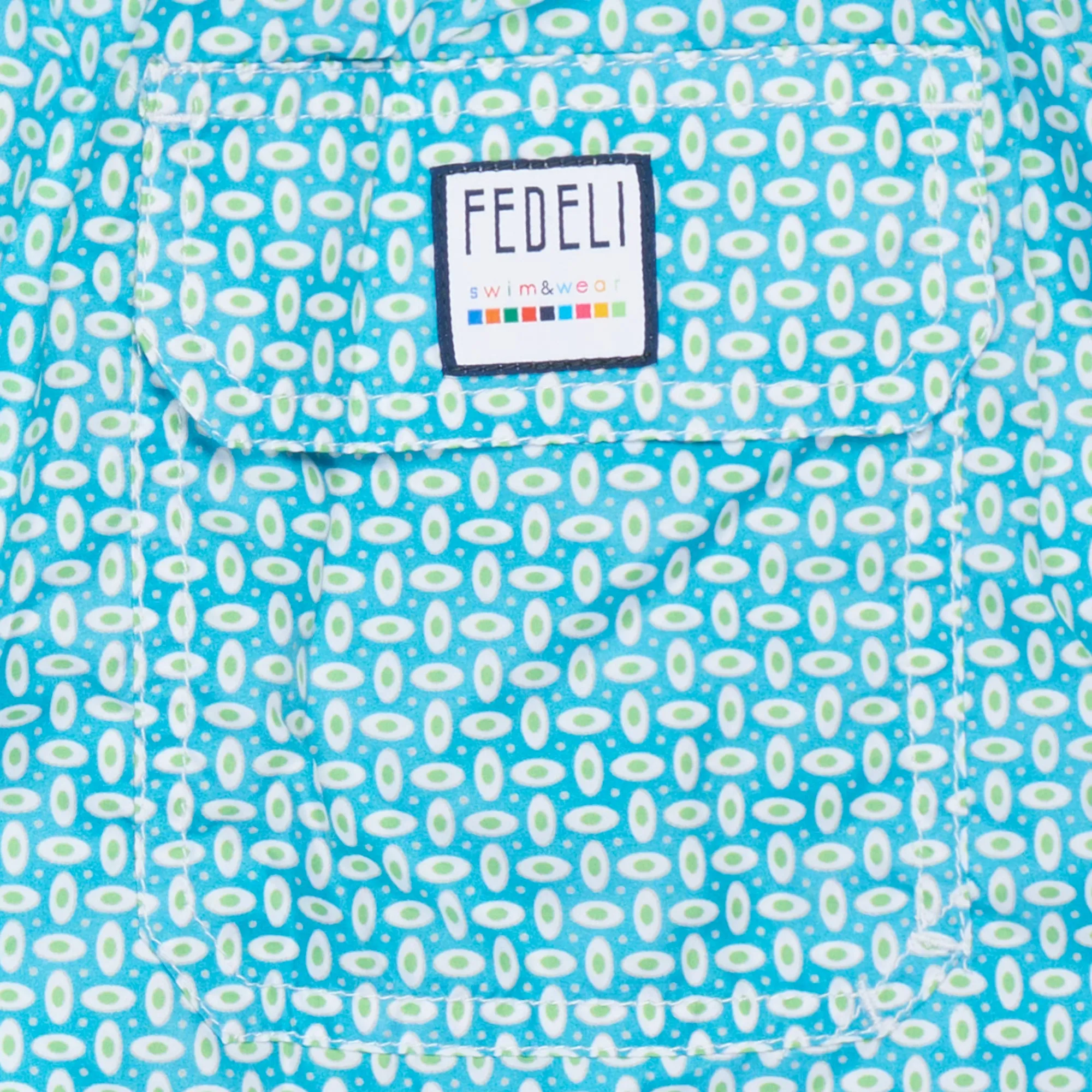 FEDELI Blue Geometric Printed Madeira Airstop Swim Shorts Trunks NEW 2XL