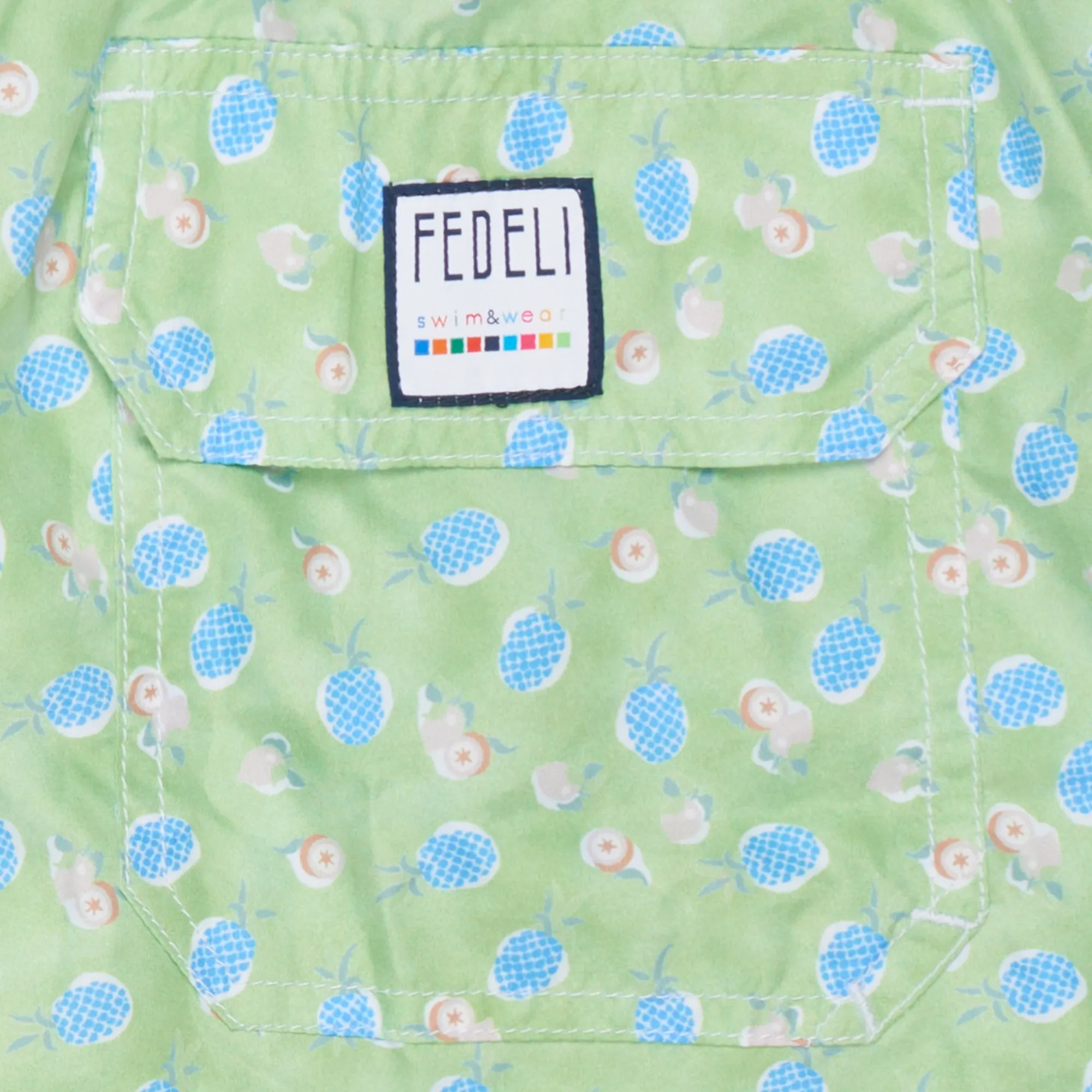 FEDELI Green Fruit Print Madeira Airstop Swim Shorts Trunks NEW Size 3XL