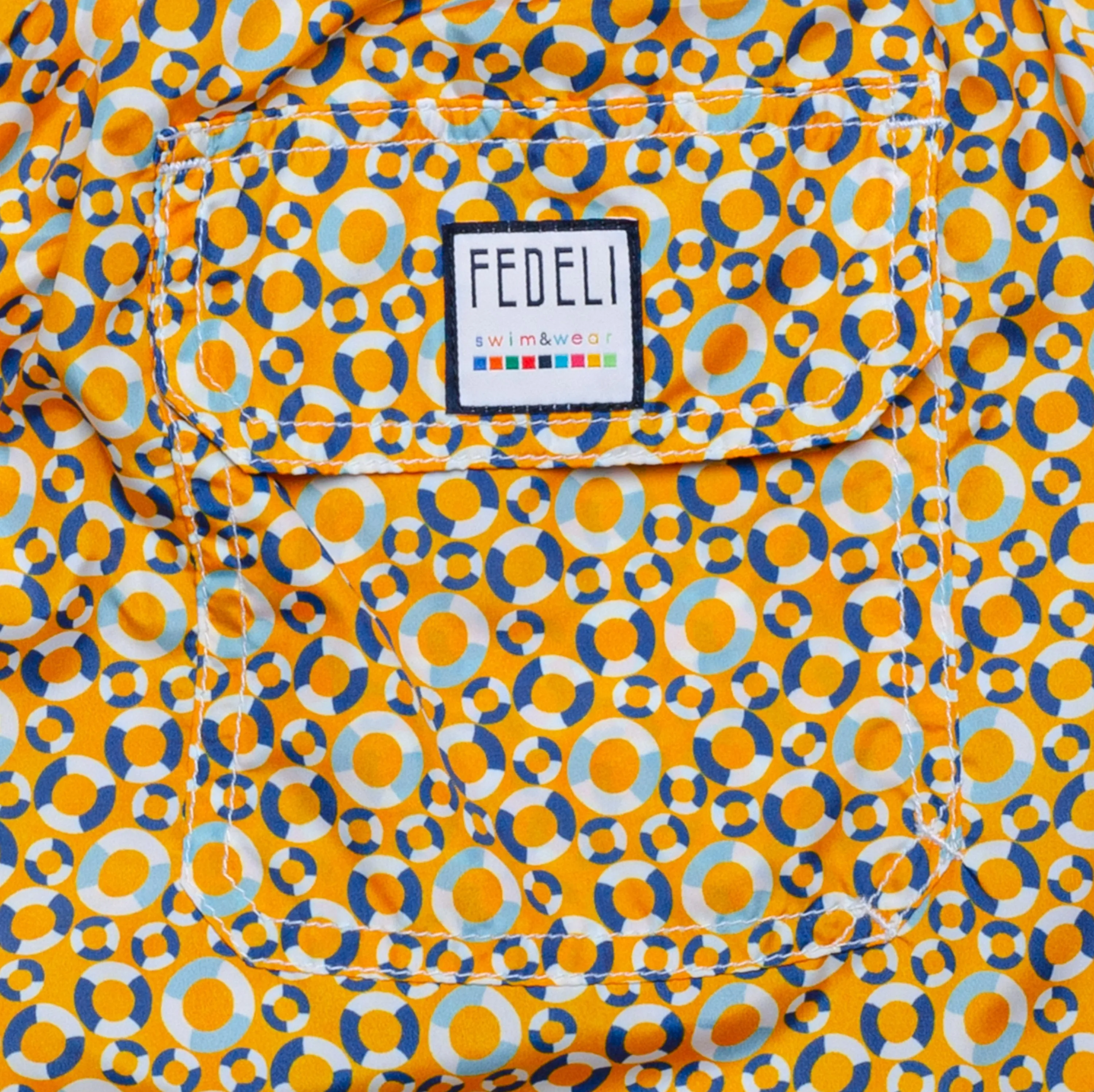 FEDELI Made in Italy Orange Lifebelt Madeira Airstop Swim Shorts Trunks NEW 2XL