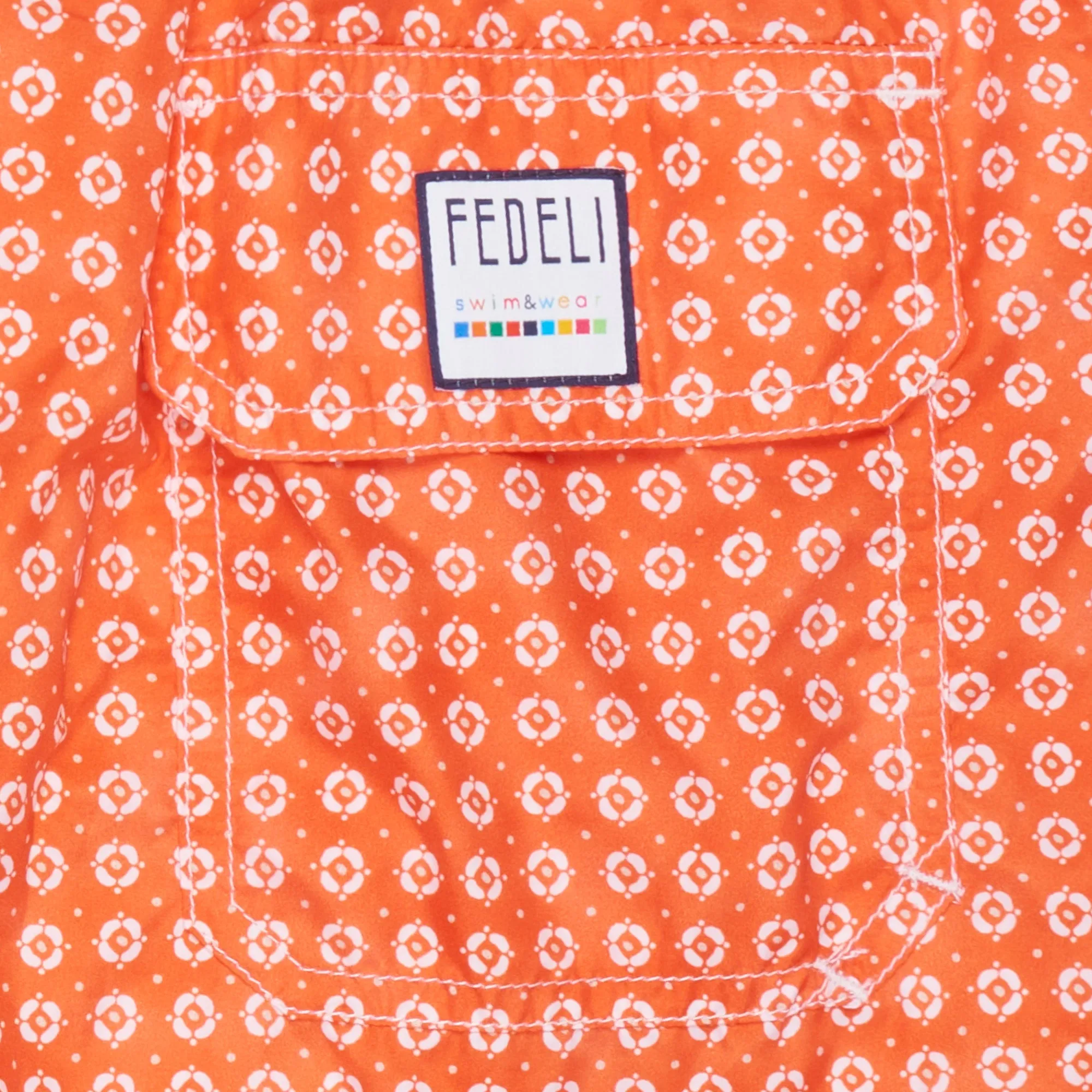 FEDELI Orange Floral Print Maldive Airstop Swim Shorts Trunks NEW