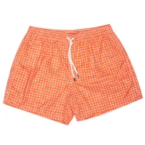 FEDELI Orange Floral Print Maldive Airstop Swim Shorts Trunks NEW