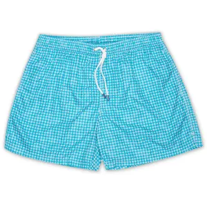 FEDELI Teal Blue Geometric Printed Madeira Airstop Swim Shorts Trunks NEW 2XL