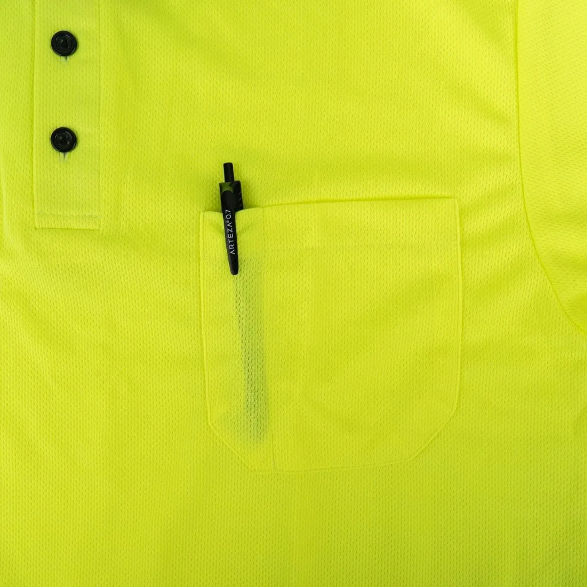 First Class Men's High Visibility Regular Fit Security and Plain Polo Shirt with Reflective Stripes Yellow/Lime ANSI