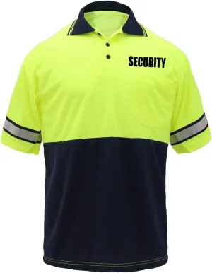 First Class Men's High Visibility Regular Fit Security and Plain Polo Shirt with Reflective Stripes Yellow/Lime ANSI