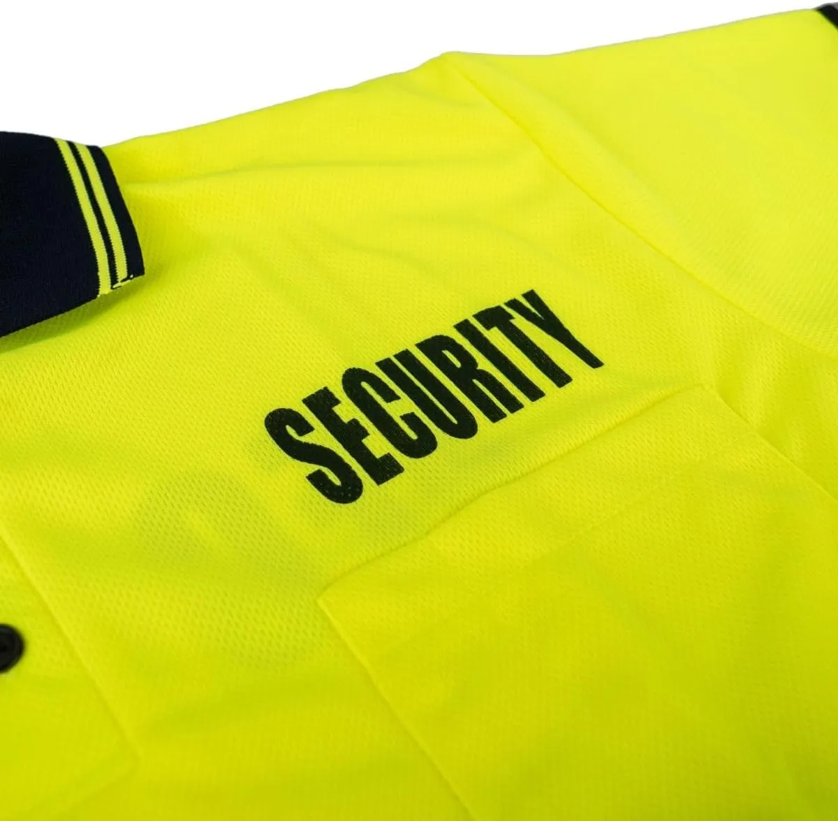 First Class Men's High Visibility Regular Fit Security and Plain Polo Shirt with Reflective Stripes Yellow/Lime ANSI