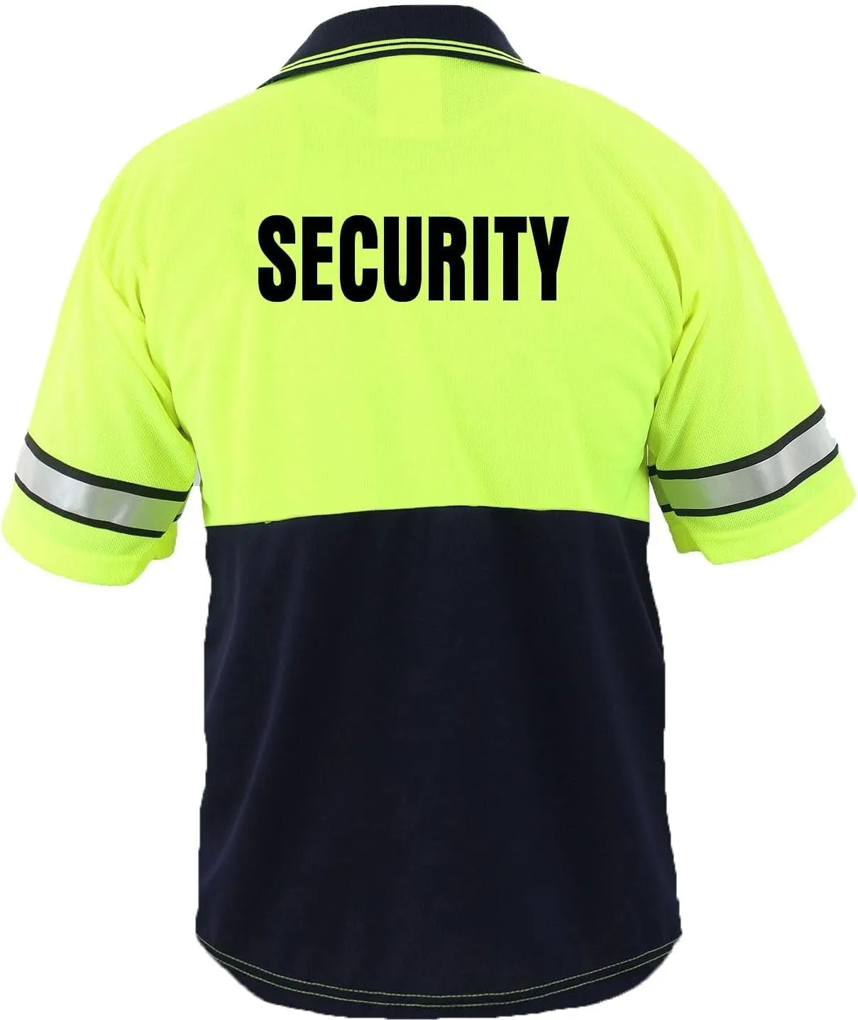 First Class Men's High Visibility Regular Fit Security and Plain Polo Shirt with Reflective Stripes Yellow/Lime ANSI