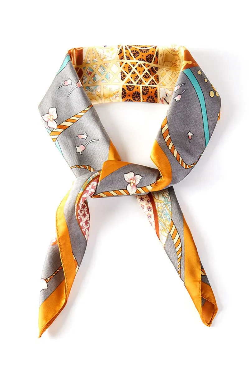 Full Of Hot Air Gray Square Satin Scarf