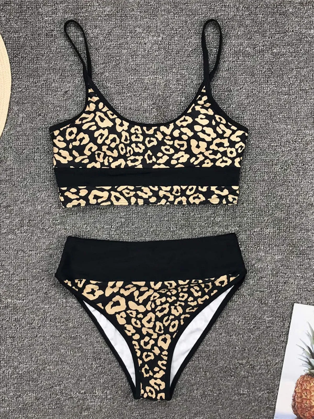 Golden Printed Bikini High Waist Swimsuit 2022 Women Swimwear Two-piece Bikini set Bather Splicing Bathing Suit Swim Wear V1717L