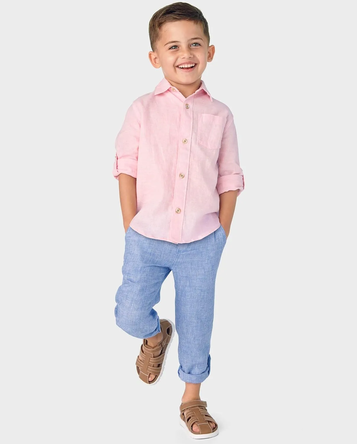 Gymboree Boys' and Toddler Long Sleeve Linen Button Up Shirt