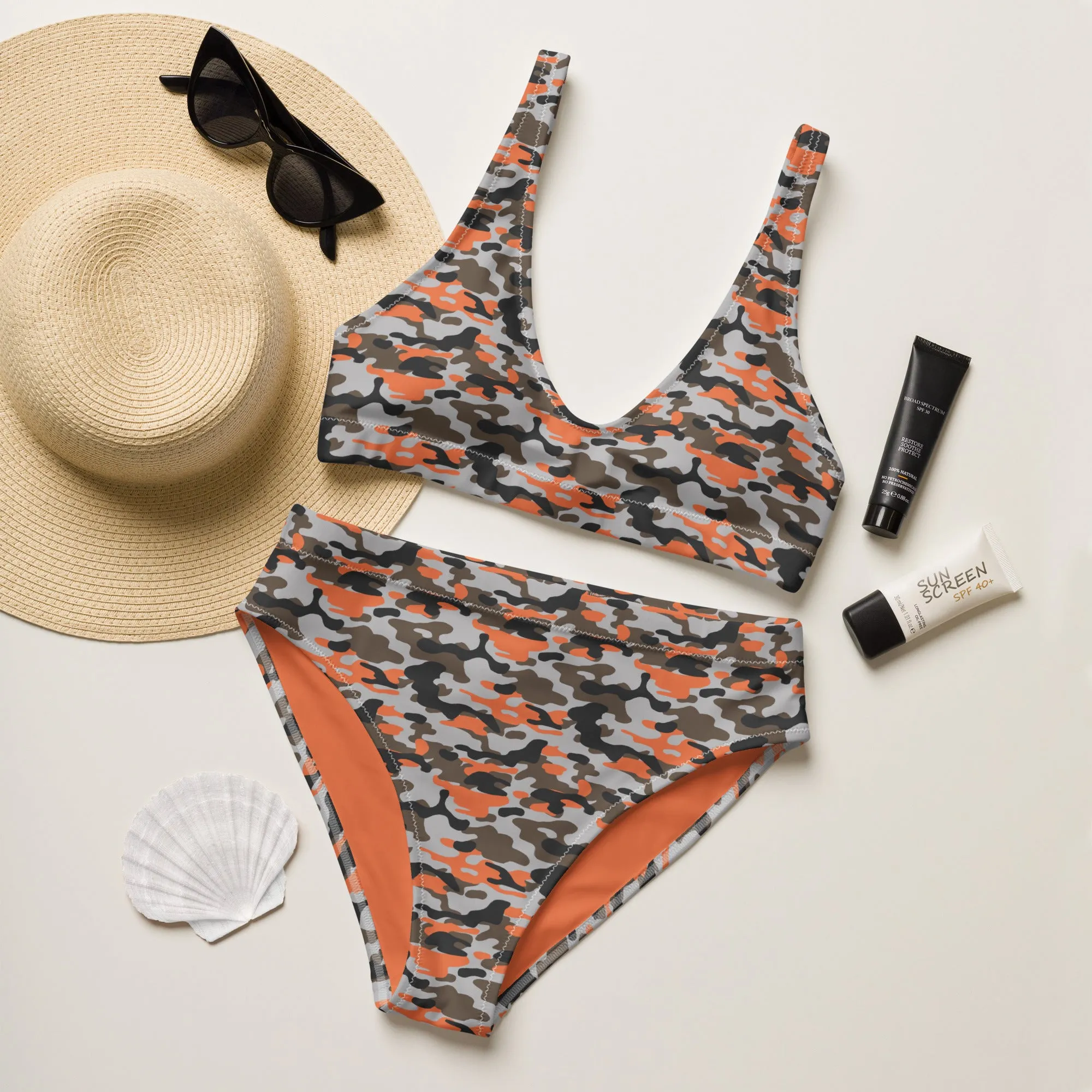 High Waisted Bikini Womens (Glamourange Luxury Bikini High Waisted - 0013 Patterns Model)