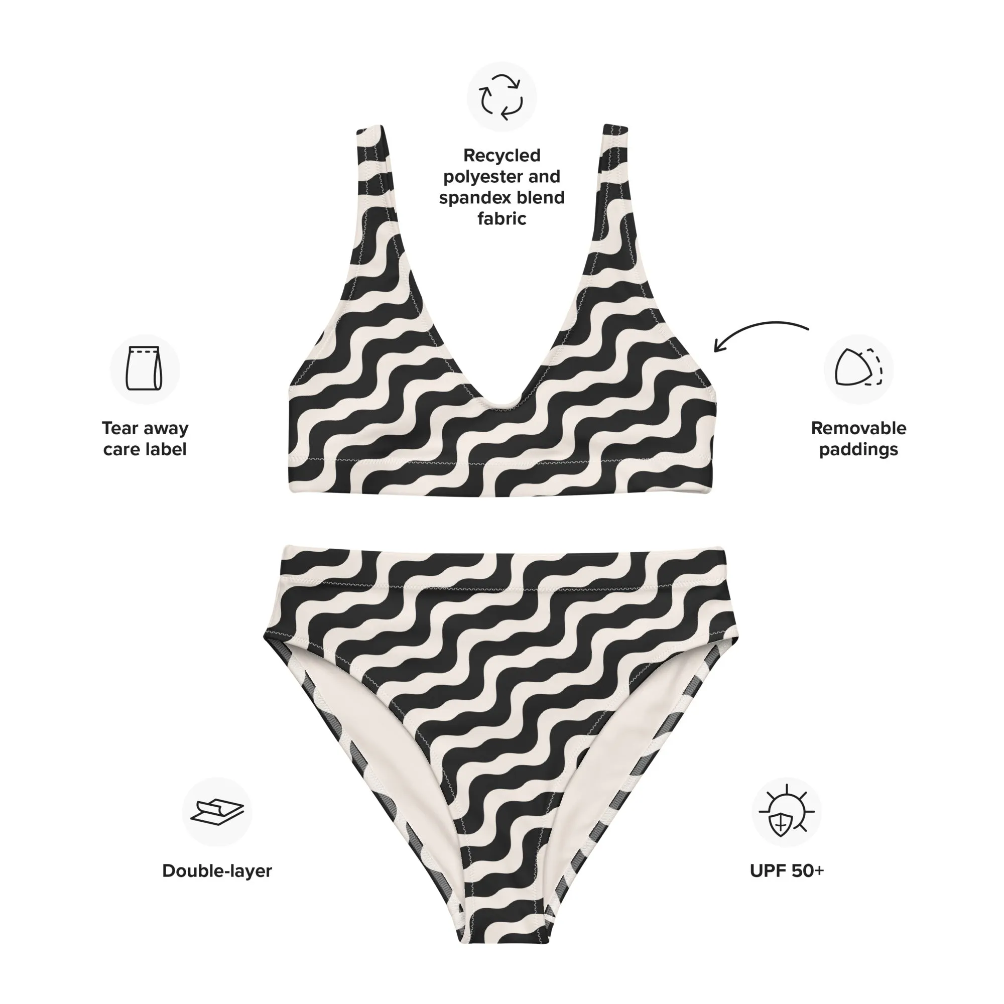 High Waisted Bikini Womens (Glamourange Luxury Bikini High Waisted - 0021 Patterns Model)