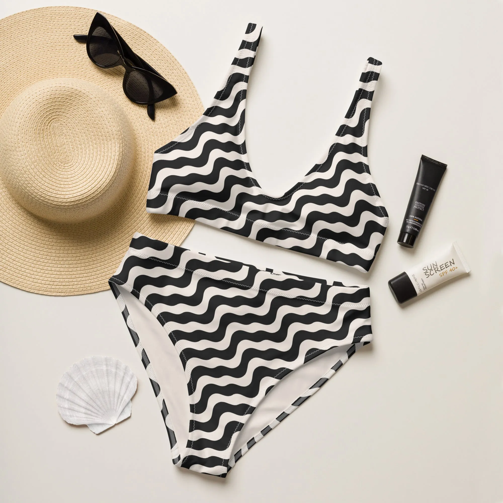 High Waisted Bikini Womens (Glamourange Luxury Bikini High Waisted - 0021 Patterns Model)