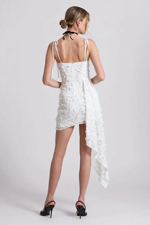 Lace Waterfall Hem Mini Dress