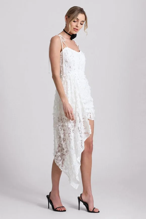 Lace Waterfall Hem Mini Dress