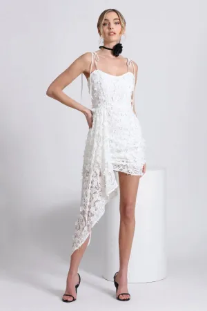 Lace Waterfall Hem Mini Dress