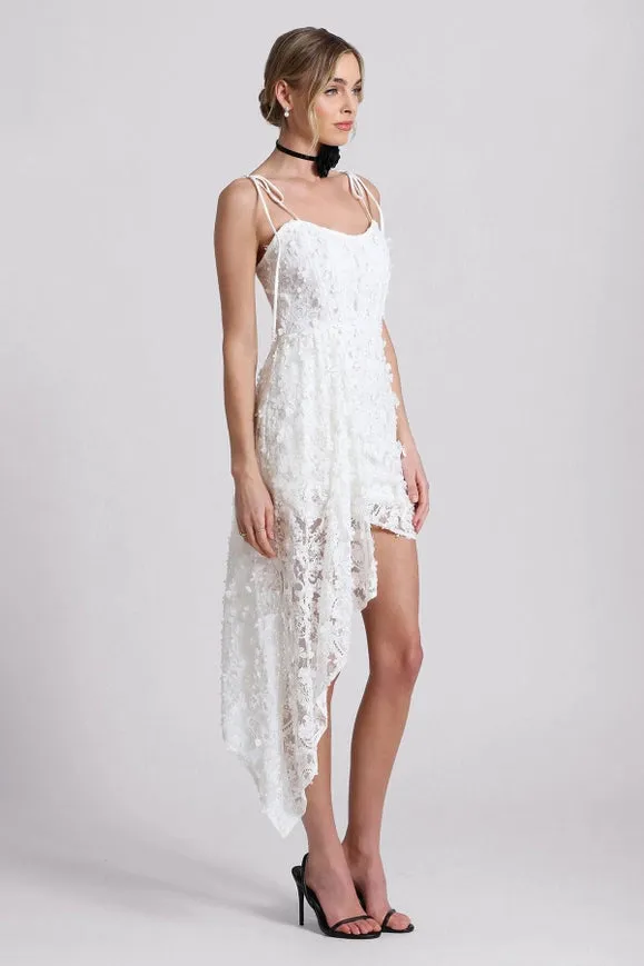 Lace Waterfall Hem Mini Dress