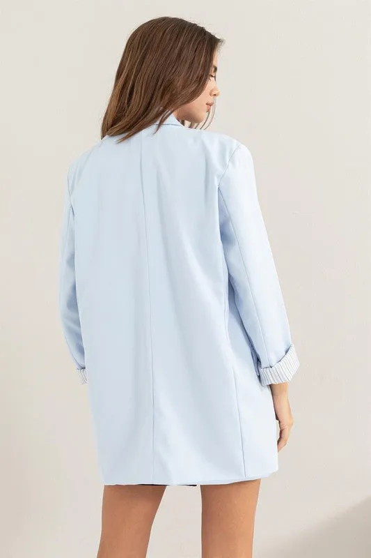 L.Blue Open Front Long Sleeve Jacket