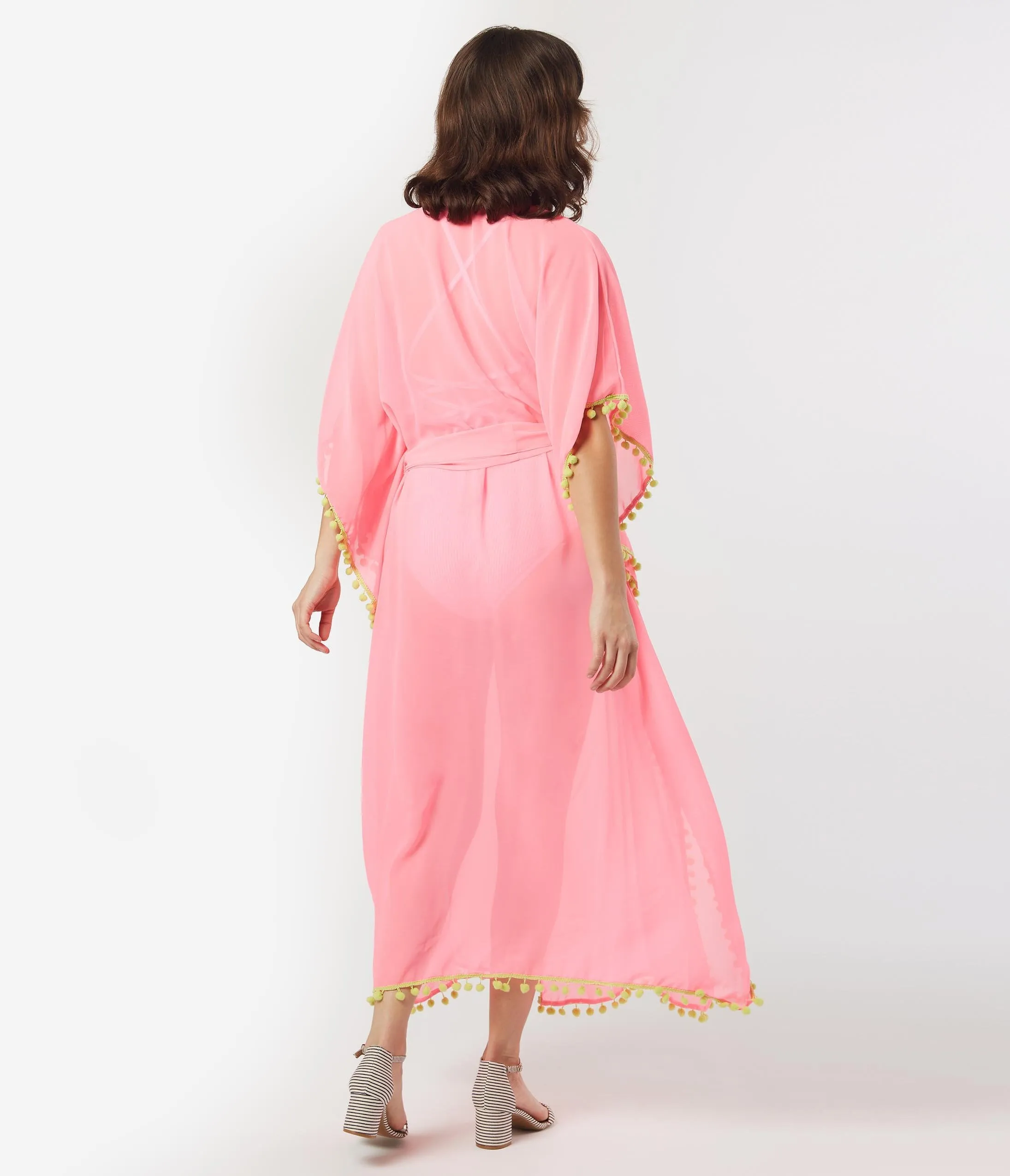 Light Pink Pom Pom Coverup Kimono