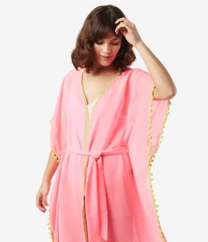 Light Pink Pom Pom Coverup Kimono