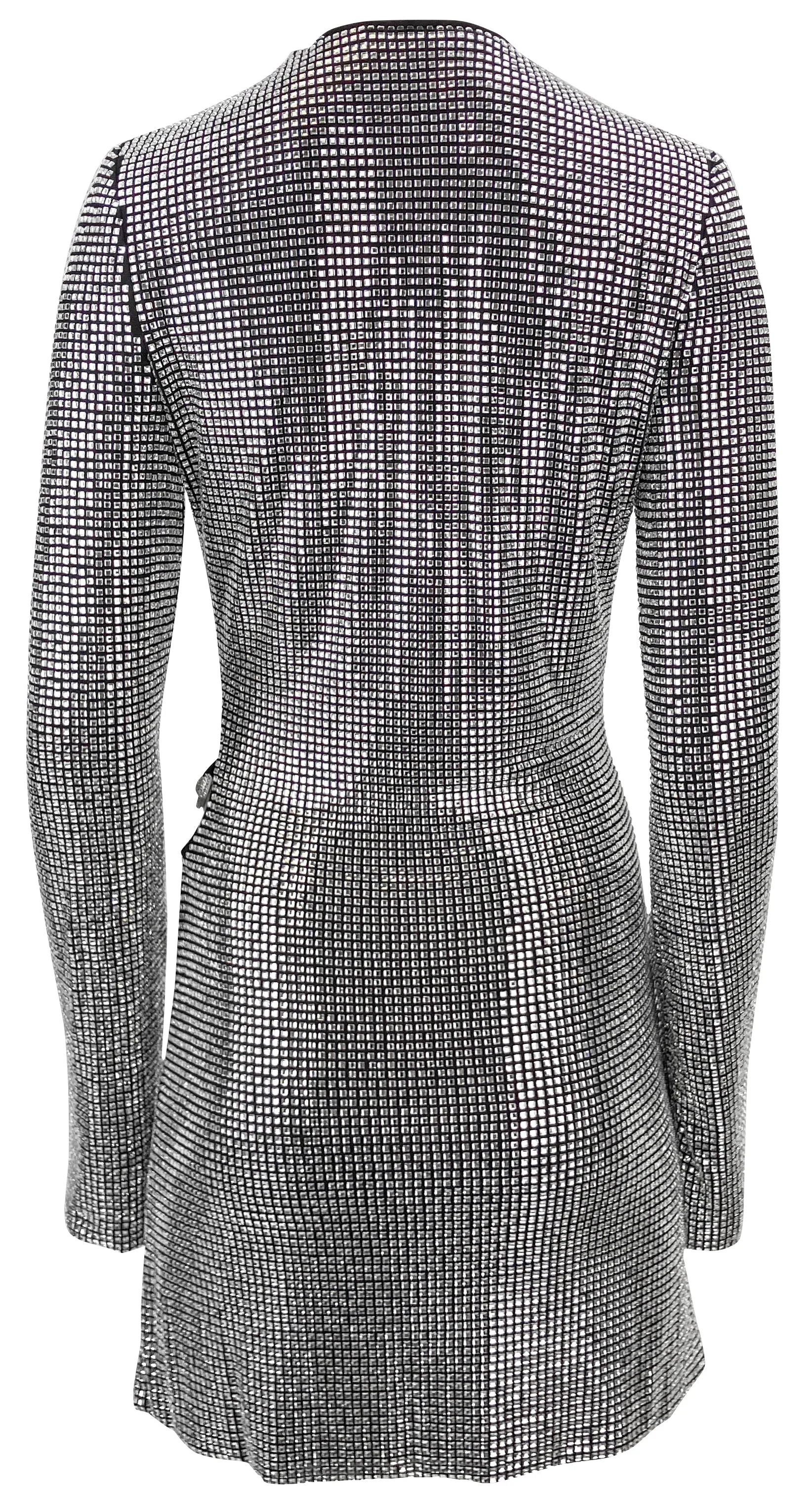 Mach & Mach Crystal Mesh Cut Out Mini Dress in Silver