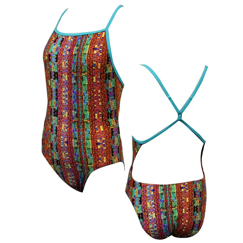 Maru - Mexico Vision Back Ladies Swimsuit - Red/Turquoise