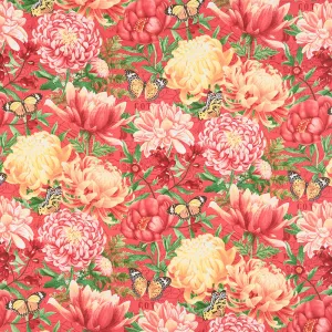 Morning Blossom - Large Floral Red Multi Yardage