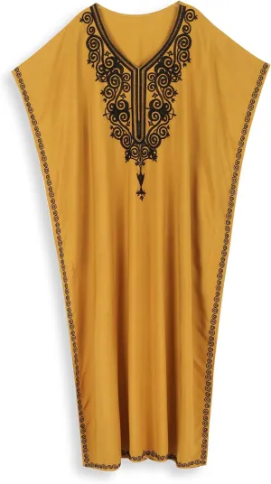 Moroccan Kaftan Dresses for Women Plus Size Caftans Loungewear Embroidered Beach Kaftan Cover up mumu House Dress