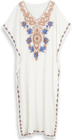 Moroccan Kaftan Dresses for Women Plus Size Caftans Loungewear Embroidered Beach Kaftan Cover up mumu House Dress