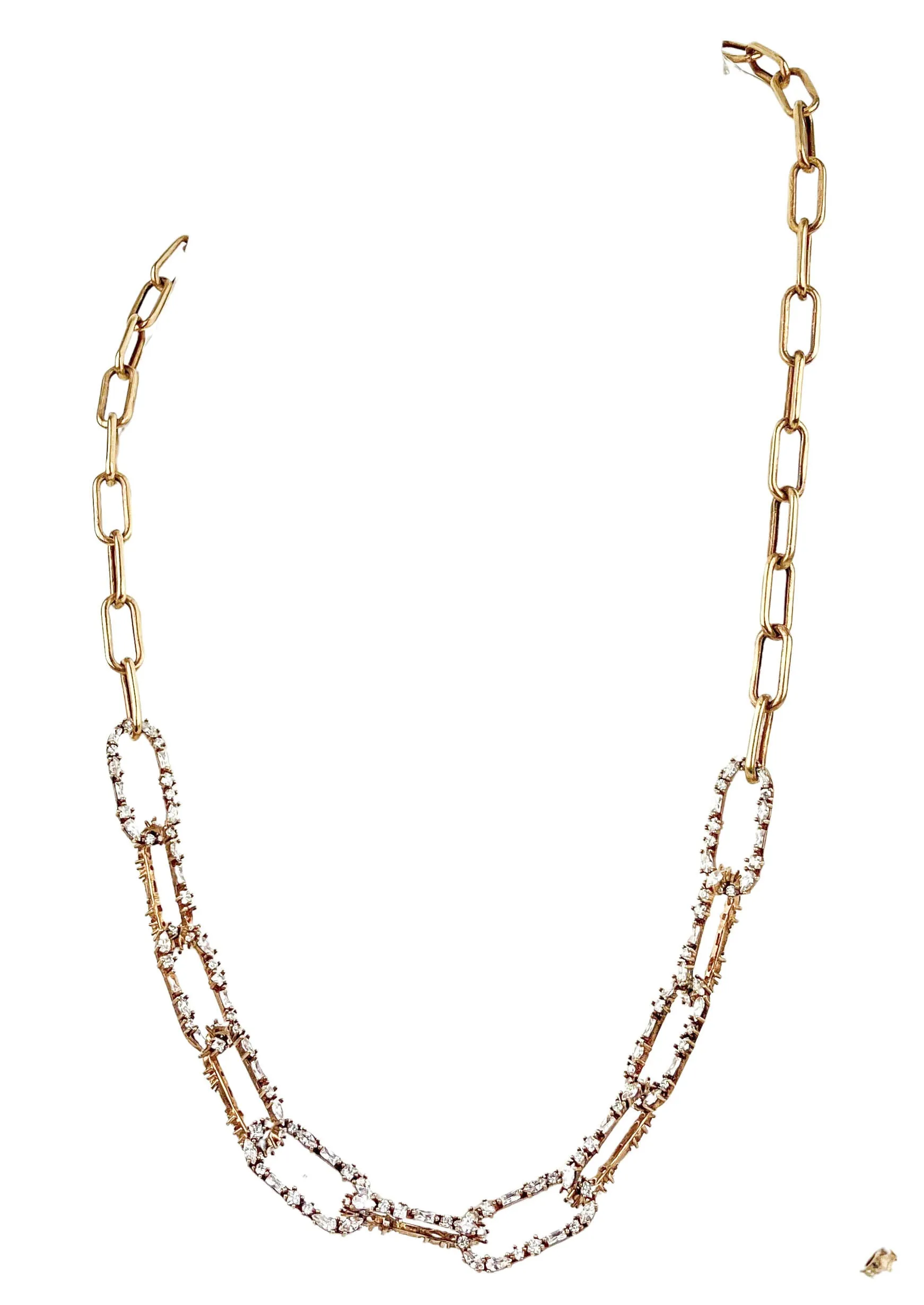 Nickho Rey Crystal Chain Necklace in Gold