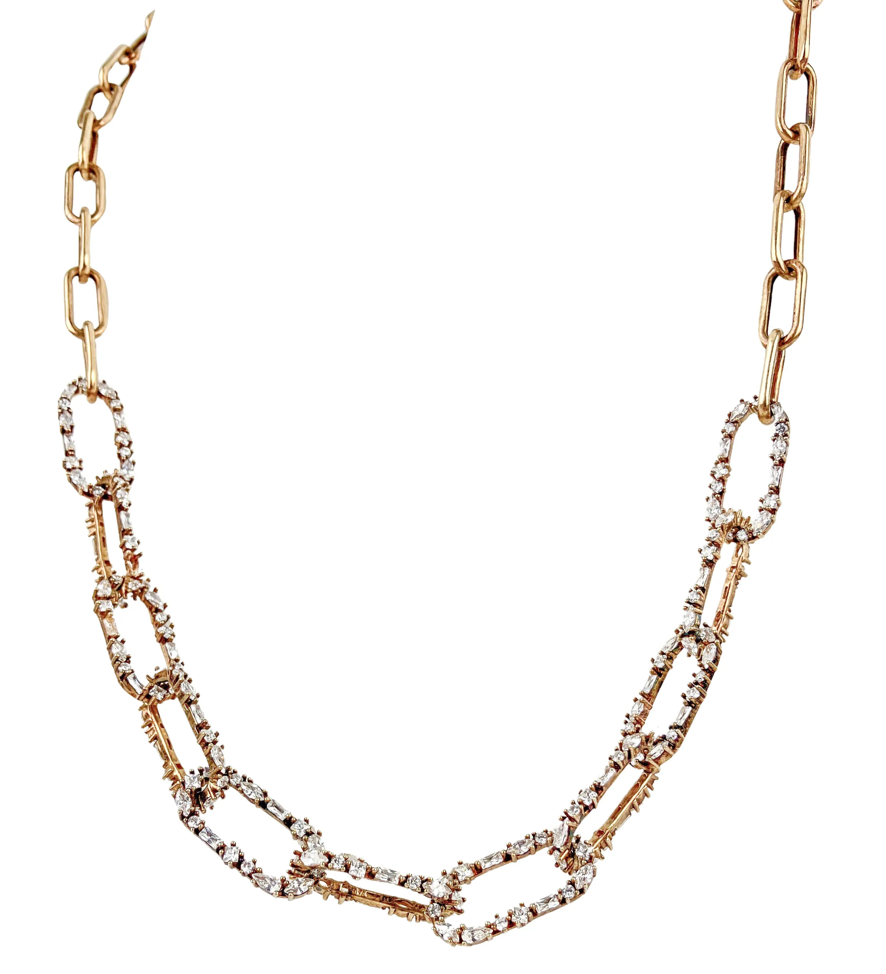 Nickho Rey Crystal Chain Necklace in Gold