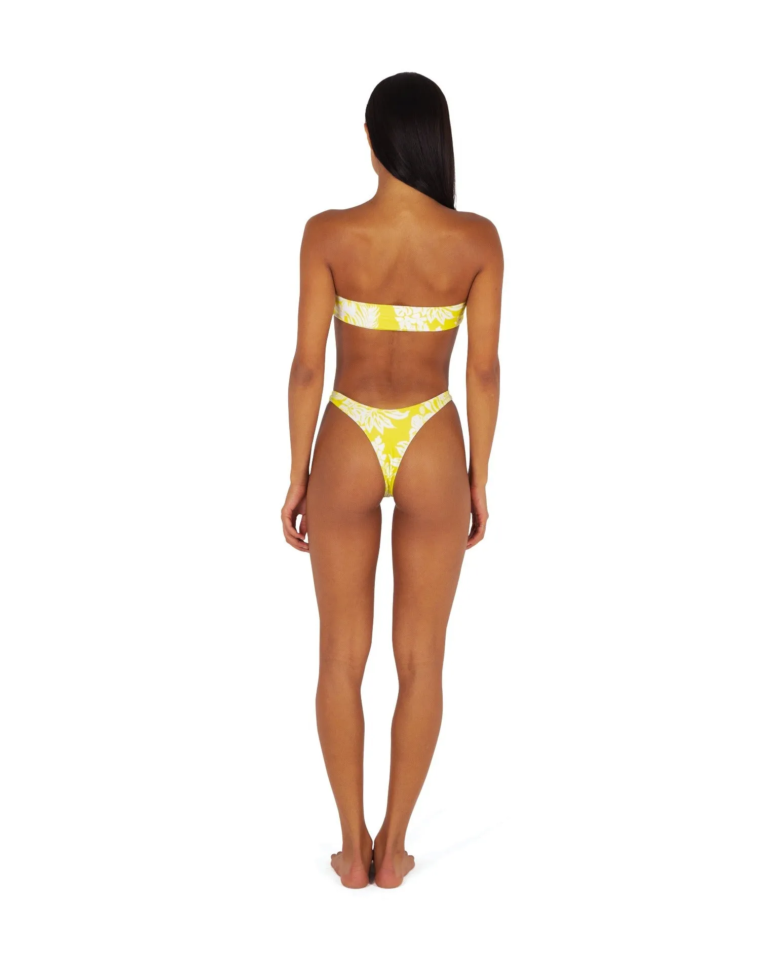 OREYA HIGH RISE THONG BOTTOMS - YELLOW/WHITE