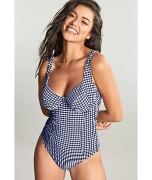 Panache Swimwear Gingham Paloma Balconnet Underwire One Piece Swimsuit - Navy Gingham