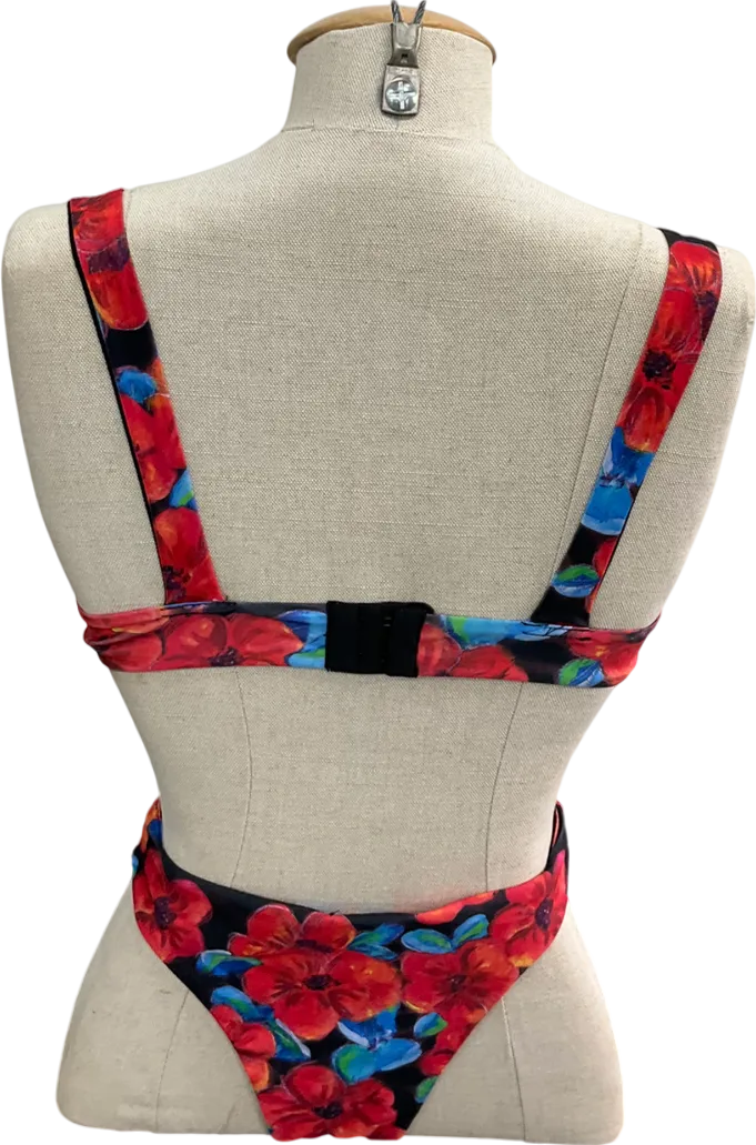 Red Floral Bikini UK 8