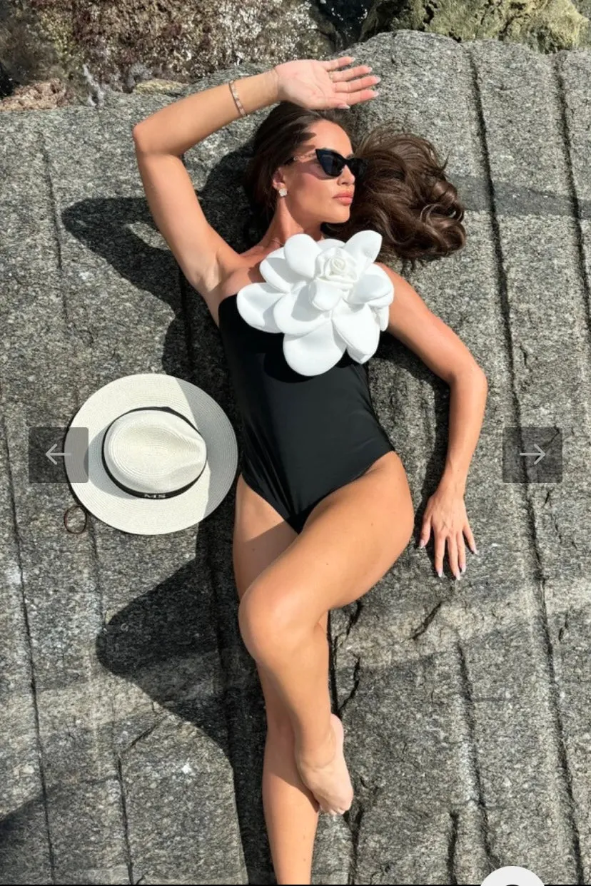 RUBI WHITE ROSE EMBELLISHED SWIMWEAR