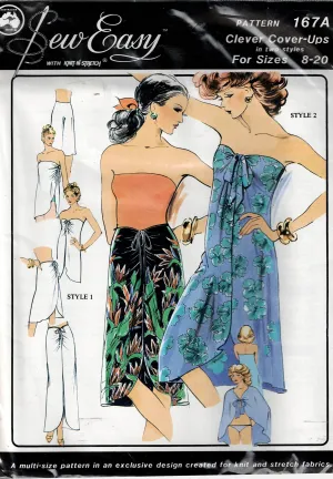 Sew Easy 167 A Womens Stretch Knit Beach Cover Up 1990s Vintage Sewing Pattern Sizes 8 - 20 UNCUT Factory Folded