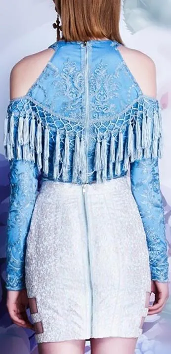 'Stella Symphony' Tassel Top in Blue