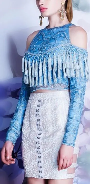 'Stella Symphony' Tassel Top in Blue